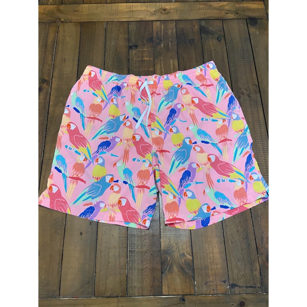 Chubbies The Flick Flocks Swim Trunks XXL Pink Parrot Macaw Tropical 5.5" Lined